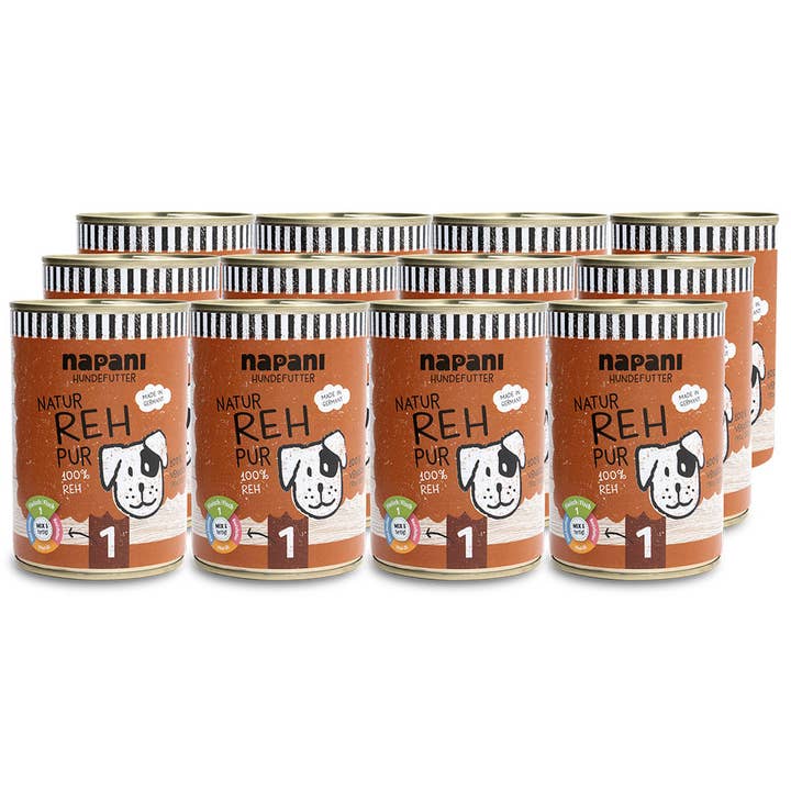 Cibo umido per cani, cervo puro 12 x 400g per la vendita all'ingrosso da parte di napani GmbH & Co. KG