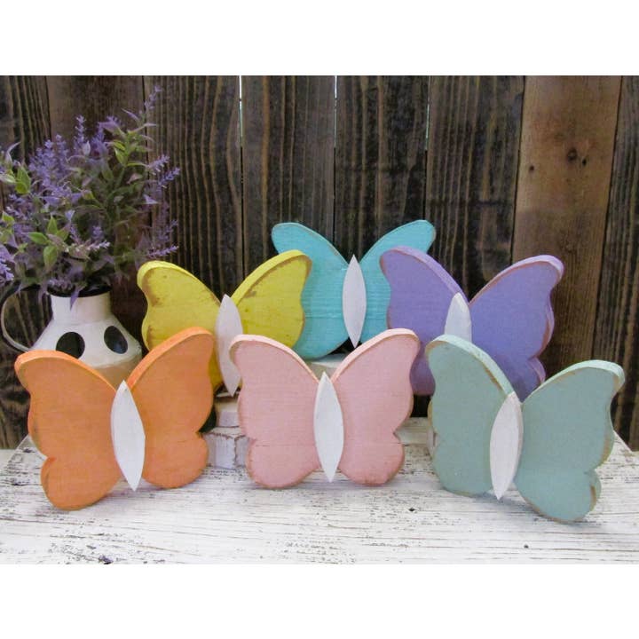 Rustic Wood Butterfly Table Decor for wholesale by Tattered Grace