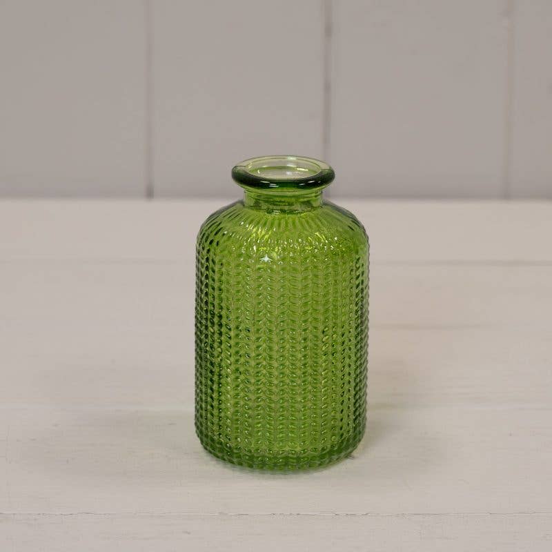 Satchville – wholesale Vase – Emerald Green Dimpled Glass Bottle0