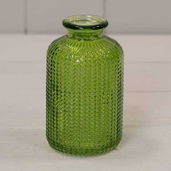 Emerald Green Dimpled Glass Bottle for wholesale by Satchville