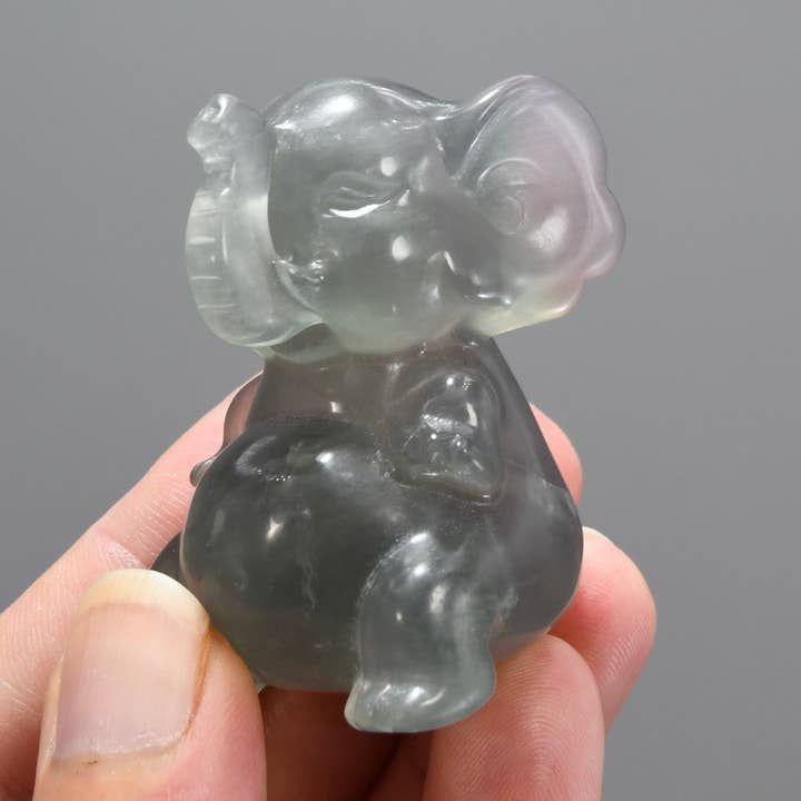 Fluorite Carved Crystal Elephant for wholesale by Caspar Curiosities