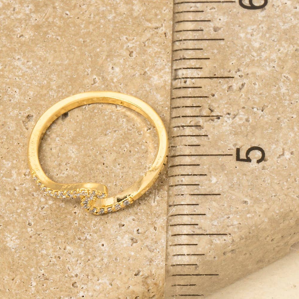 Anarchy Street - Wholesale Band/Stacked Ring - Gold Dipped Delicate Studded Wave Ring1