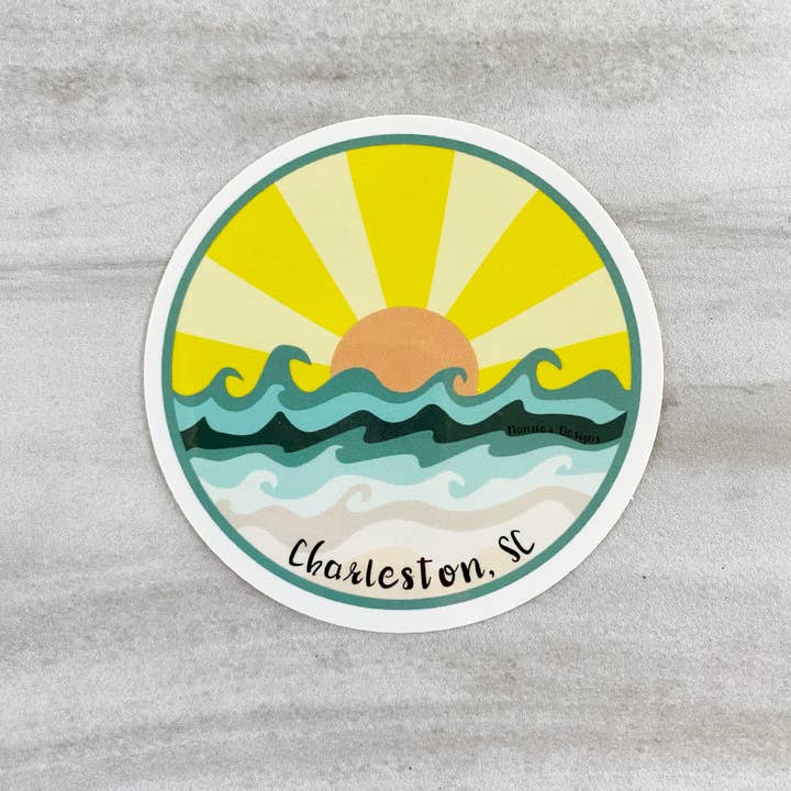 Yellow Sunrise Charleston, SC Sticker for wholesale by Nanner Designs