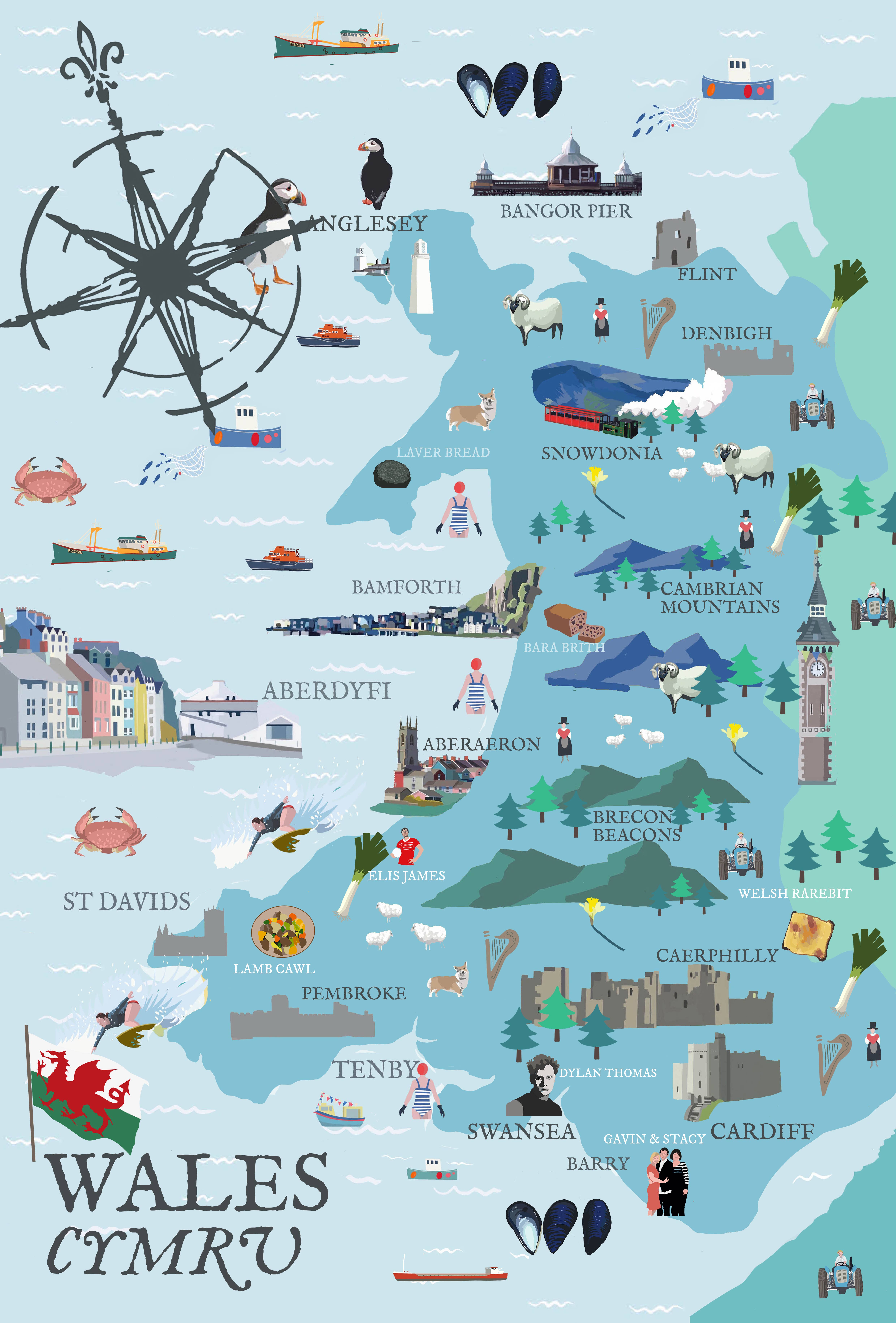 BETTY BOYNS MAPS - Vendita all'ingrosso Calamite - Magnete da Frigo con Mappa Illustrata39