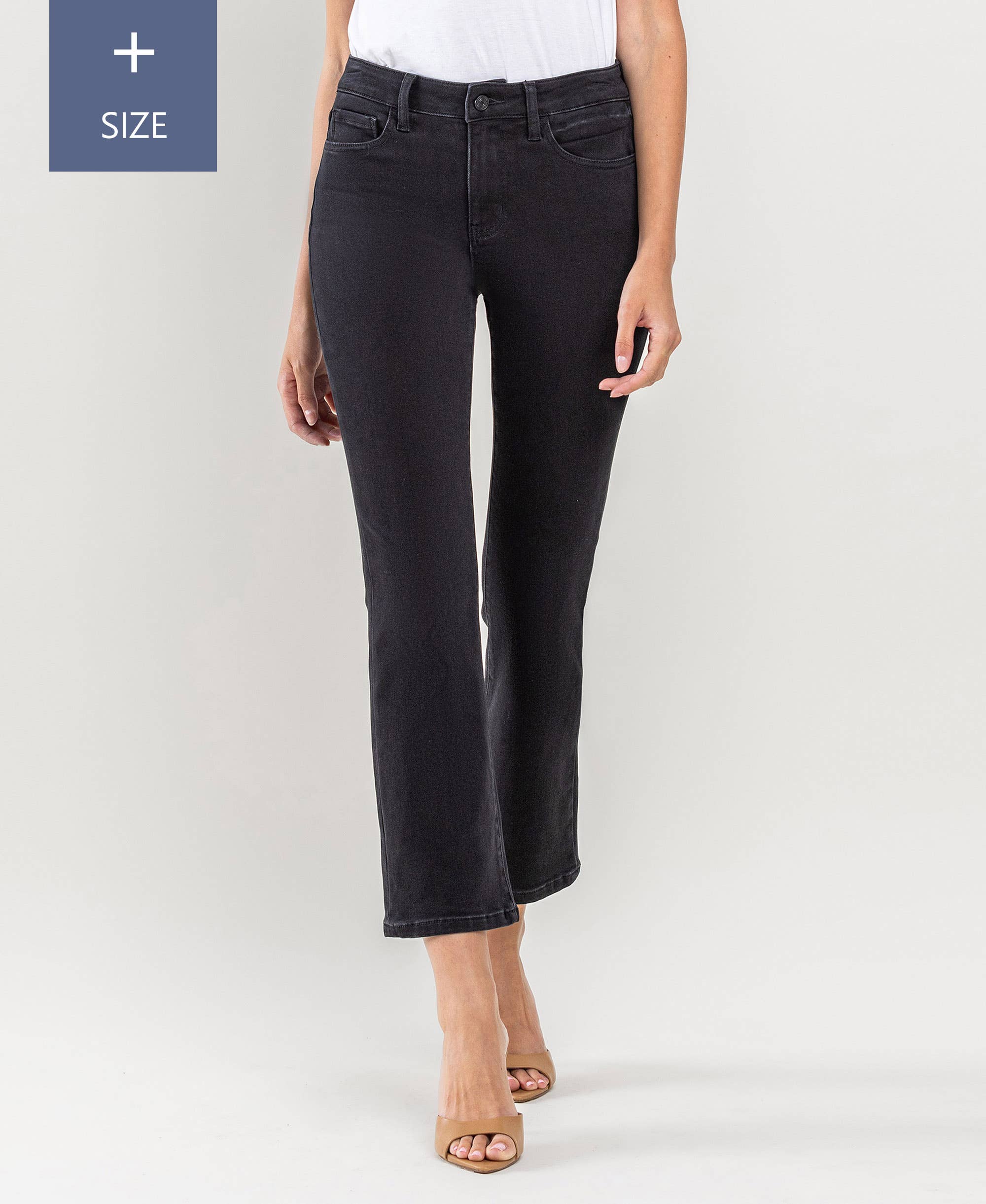 REFINAR JEANS ACAMPANADOS DE TALLE ALTO DE TALLA GRANDE LV1170-P de venta al por mayor en Faire6