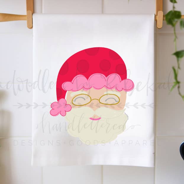 Toalha de Chá de Santa Vermelha e Rosa por atacado de Doodles By Rebekah