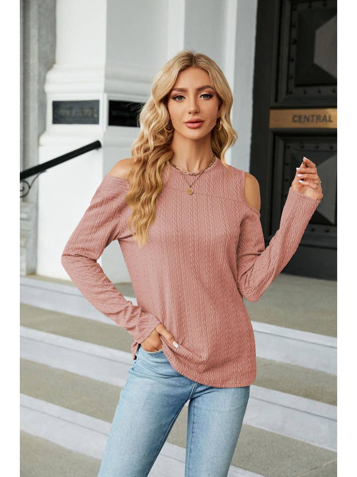 YNIQUE – wholesale Knit top – Women's – Women V-Neck Strapless Loose Long Sleeve T-Shirt2