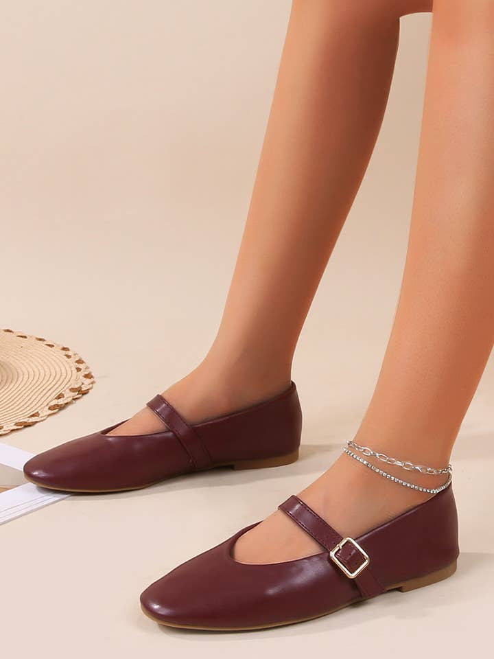 BELLICY / Cink-me - Wholesale Flats – Women’s - Pointed toe ballet flats with adjustable buckle strap, OP16-452