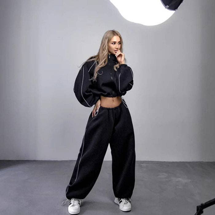 Striped Hooded Sweatshirt And Pants Set for wholesale by kycozy