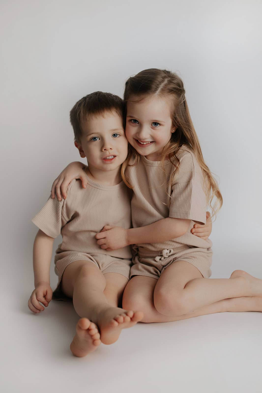 Three Little Tots – wholesale Top & short set – Kids – Tan Summer Waffle Toddler Top & Bottom Set37