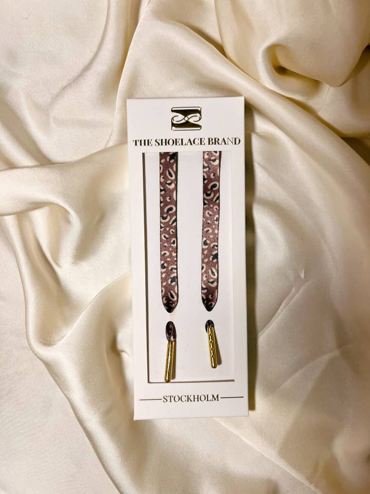 Mauve Klassiske Leopard Flade Snørebånd med Leopard Print for engroshandel hos The Shoelace Brand