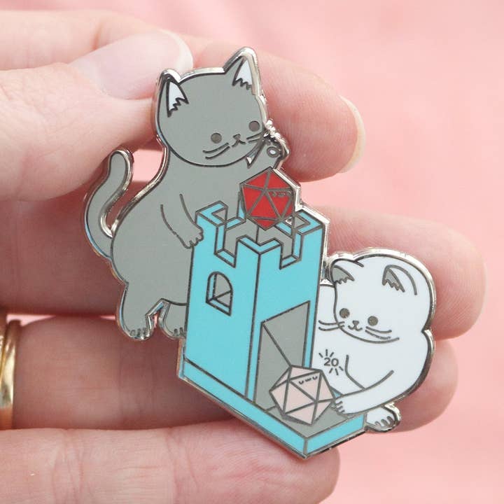 Cat Tower Enamel Pin for wholesale by Dbl Feature