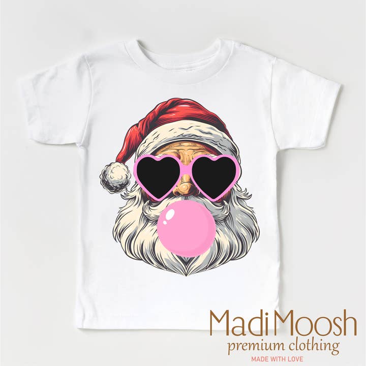 Madi Moosh - Wholesale Screen Printed T-Shirt - Kids - Santa Claus Blowing Bubbles Christmas Shirt - Christmas Tee1