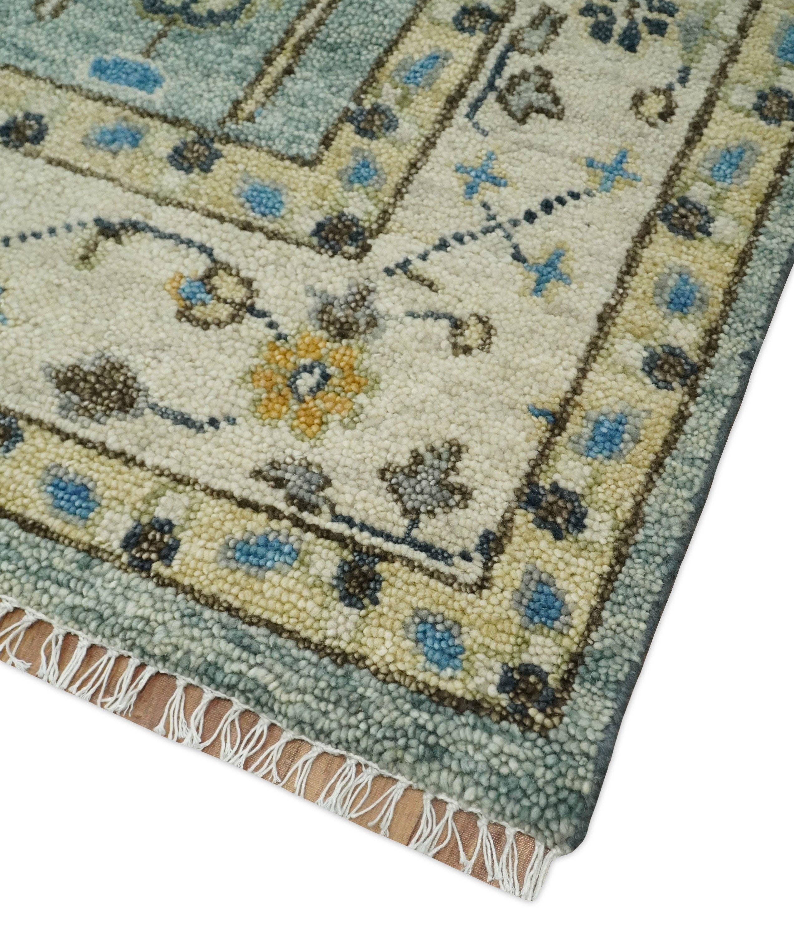 The Rug Decor, Inc. – Tapete por atacado – Anodado à mão 4x6, 5x8, 6x9, 8x10, 9x12, 10x14 e 12x15 Lã Tradicional Azul e Marfim Vintage Antigo Tapete de Lã Oushak Antigo, Tapete de Sala e Quarto4