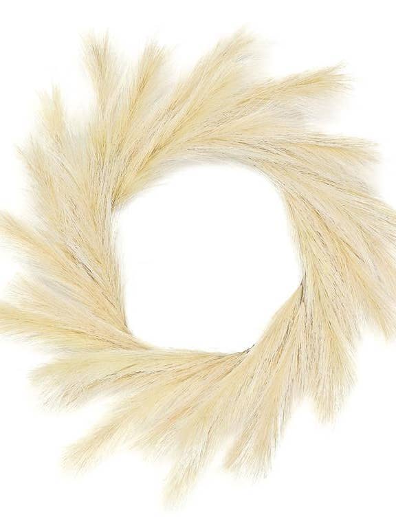 Pampas Plume Wreath, 20", Wheat for wholesale by Select Artificials, Inc.
