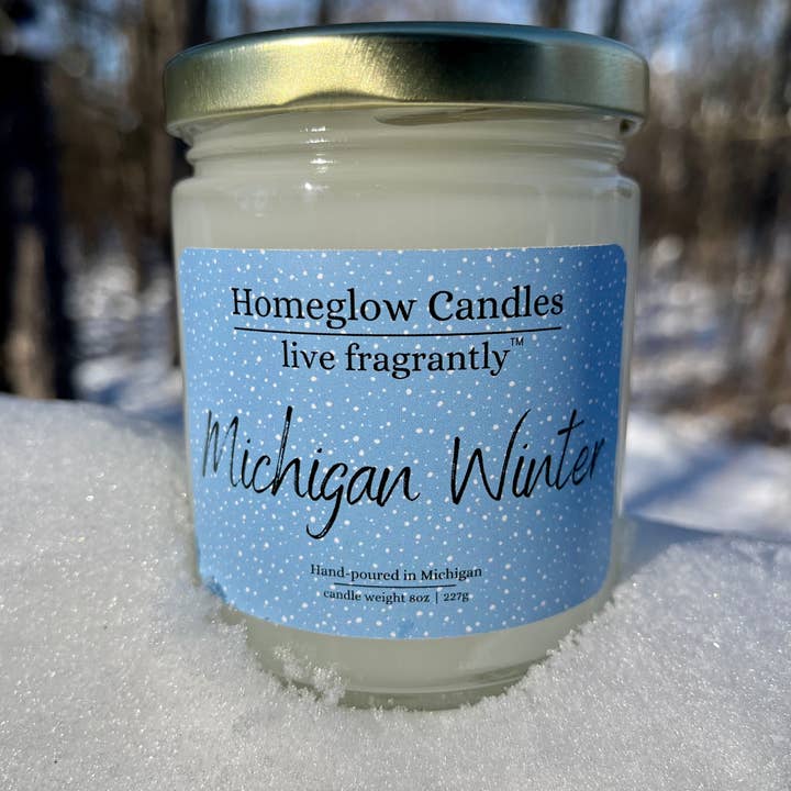 Michigan Winter - 8oz. Vela de Frasco de Vidro por atacado de Homeglow Candles
