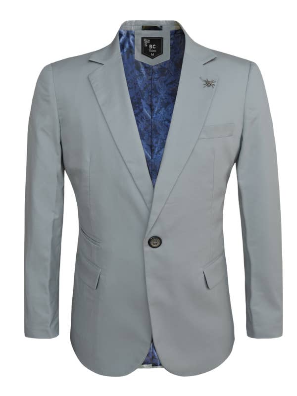 Blazer Masculino em Algodão-Elastano Cinzento Claro 517 por atacado de Perruzo