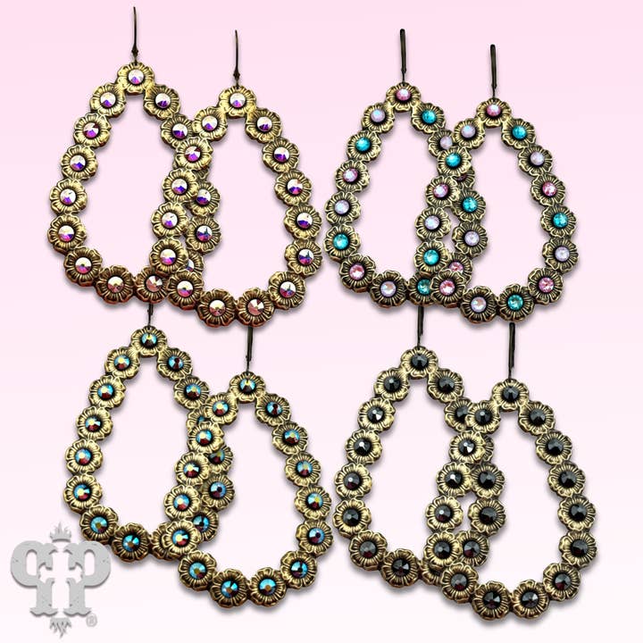 Boucles d'oreilles en forme de goutte en cristal autrichien pour la vente par Pink Panache Brands