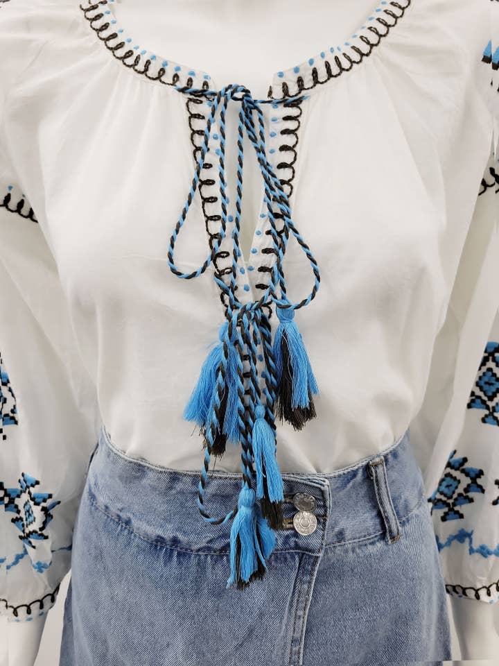 Raj Trading & Imports (USA) Inc. – Blusa - Mulher por atacado – Top Bordado Branco Ingrid2