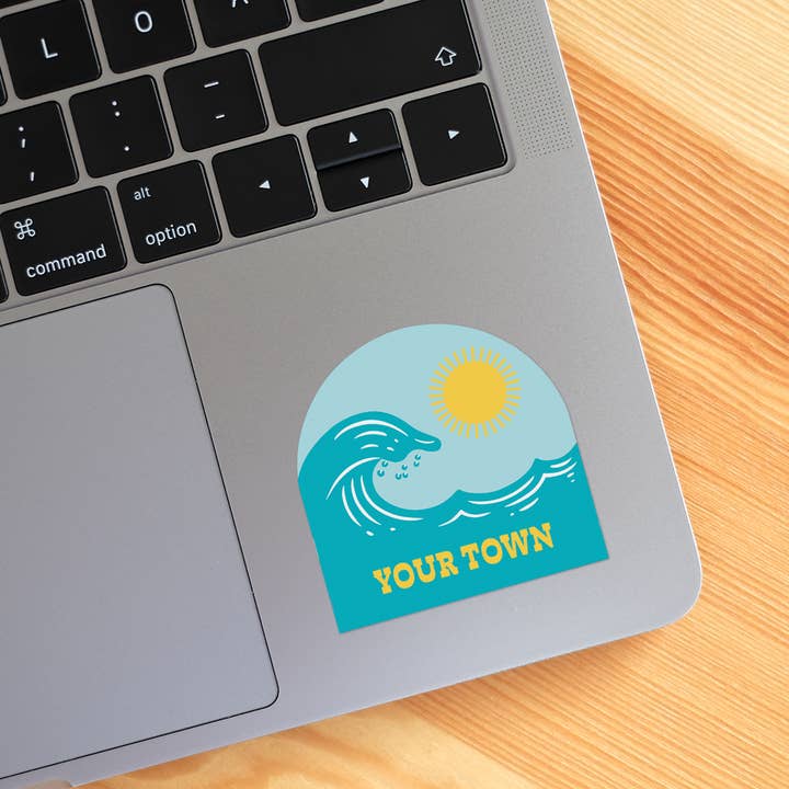 Personalized City Sticker - Beach Surf Wave View for wholesale by Rock Scissor Paper
