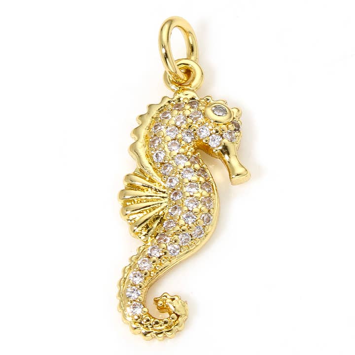 Micro Pave Seahorse Charm/Pendant for wholesale by LolaClaire Jewelry