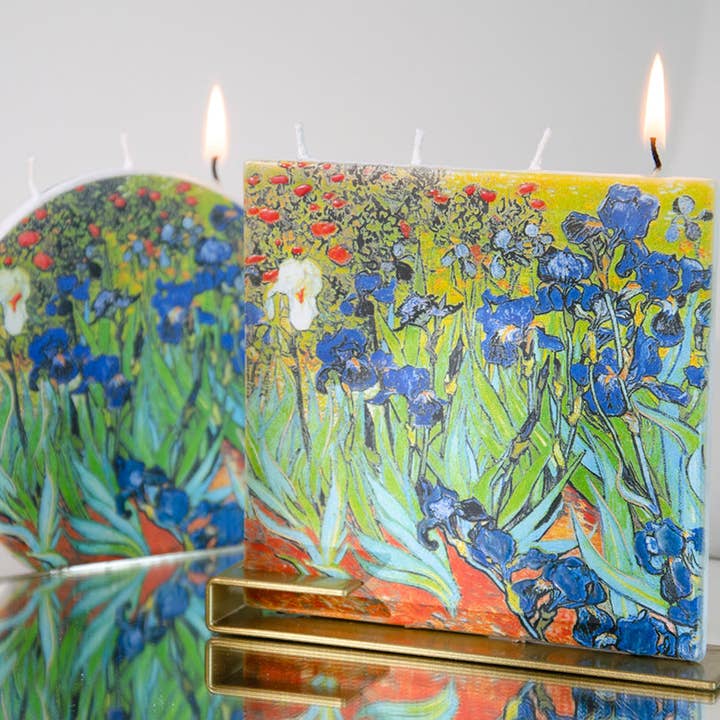 Flatyz Candles - Wholesale Novelty Candle - Flat Hand-Crafted 6" Round Candle Vincent van Gogh Irises2