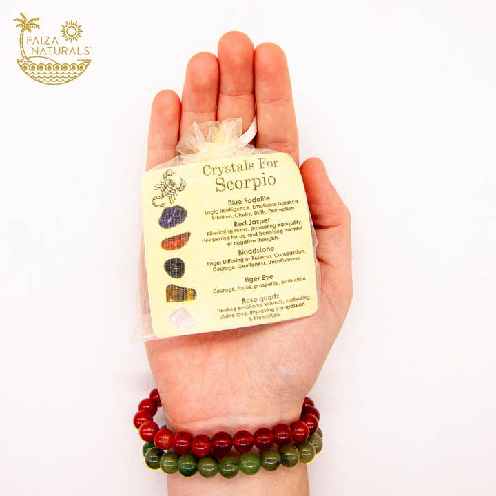 Faiza Naturals – Pedra/cristal espiritual por atacado – Conjunto de Cristais do Zodíaco Escorpião2