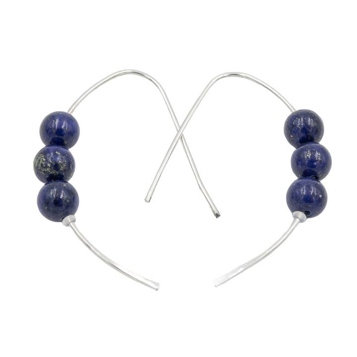 Boucles d'oreilles en argent sterling Lapis Lazuli Curves ~ Pierre Bleue pour la vente par Earth Song Jewelry