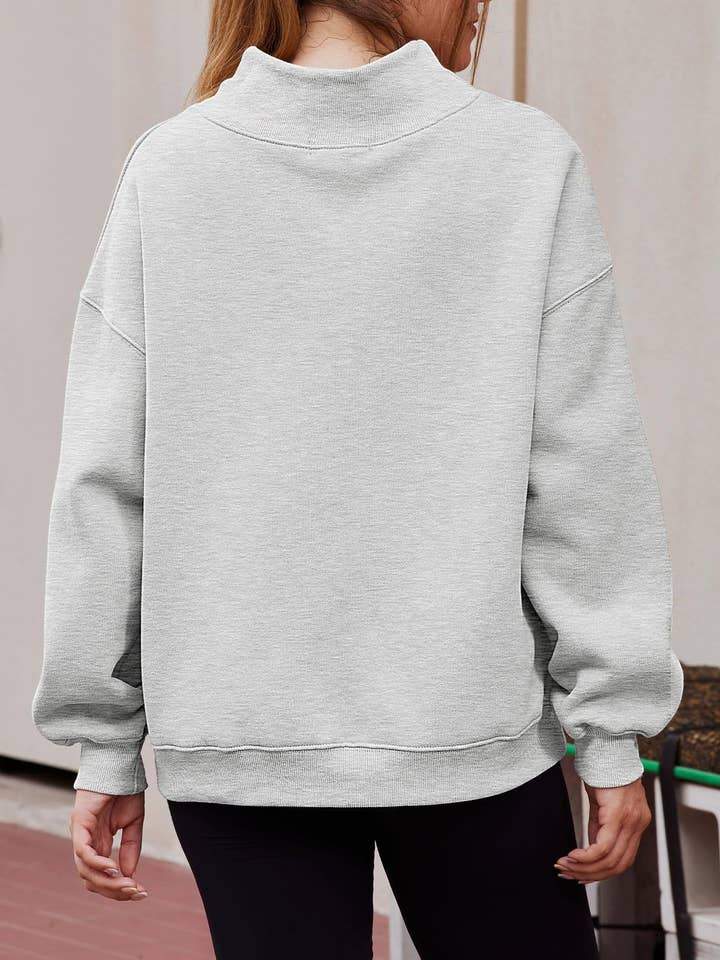 UNISHE - Wholesale Sweatshirt - Women's - Split Neck Loose Fit Fleece Lined Sweatshirt YSFS001