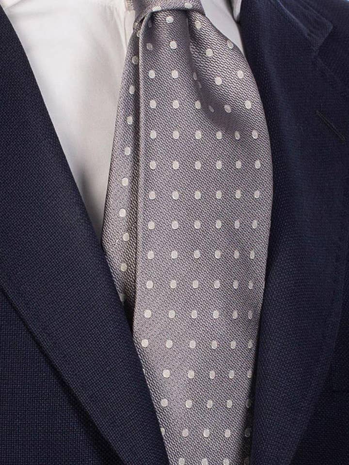 Gravata de Cerimónia de Seda Cinzenta com Bolinhas Cinzento Claro CY2484 por atacado de Graffeo Cravatte
