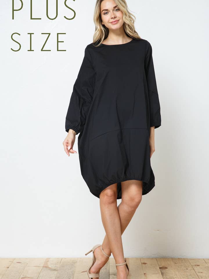 PLUS SIZE Långärmad Bubble Mini Klänning för wholesale av Bloidy