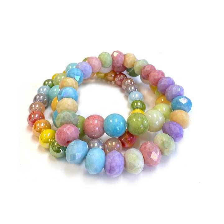 3 Pcs Healing Crystal Natural Stone Beaded Stretch Bracelets for wholesale by StarryNYC