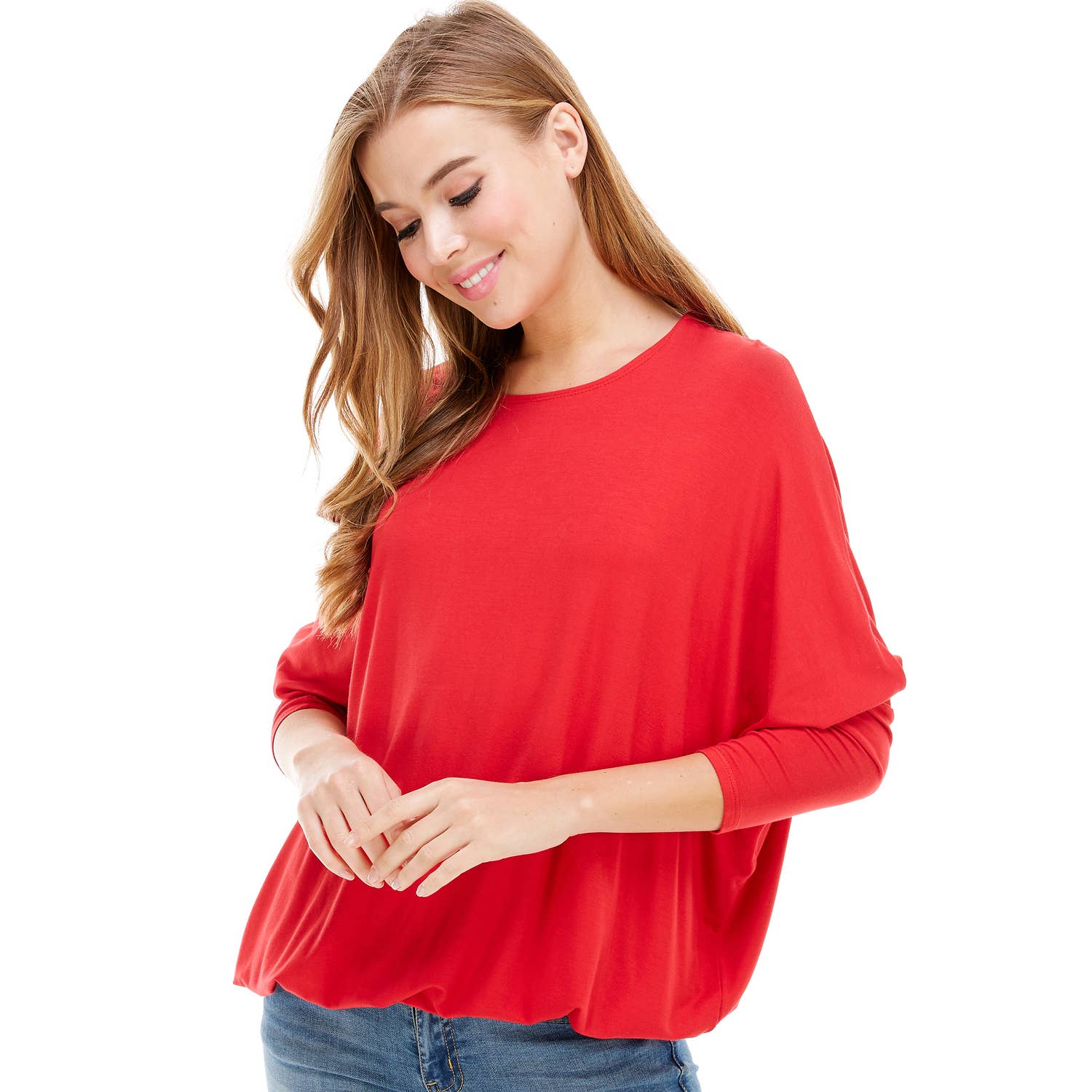 Azules Clothing - Wholesale Tunic - Women's - ATP-2309RS-DOLMAN Sleeve Elastic Bottom Hem Tunic12