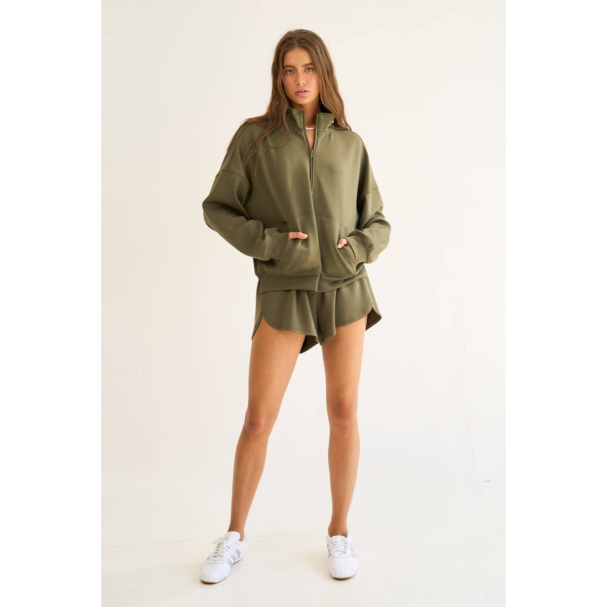 The GREii - Wholesale Sweatshirt - Women's - Mock Neck Half Zip Up Sweatshirt28