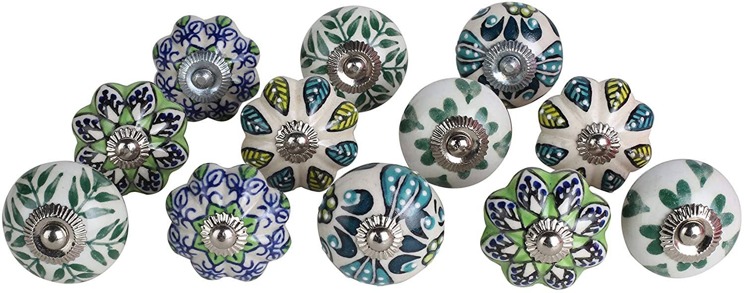 Perilla Home - Wholesale Knob/Pull - Set of 12 Garden green ceramic knobs3