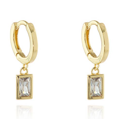 Boucles d'oreilles Cachet Rosala Hoop CZ en métal doré 18 carats pour la vente par Cachet London