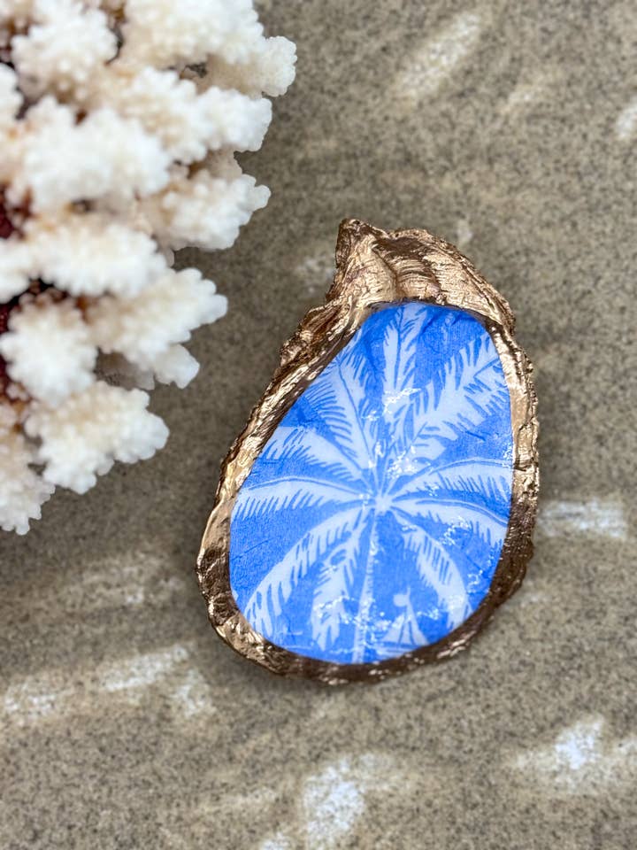Coastal Palms - Blue Oyster Trinket Dish for wholesale by Alison Brooke Designs
