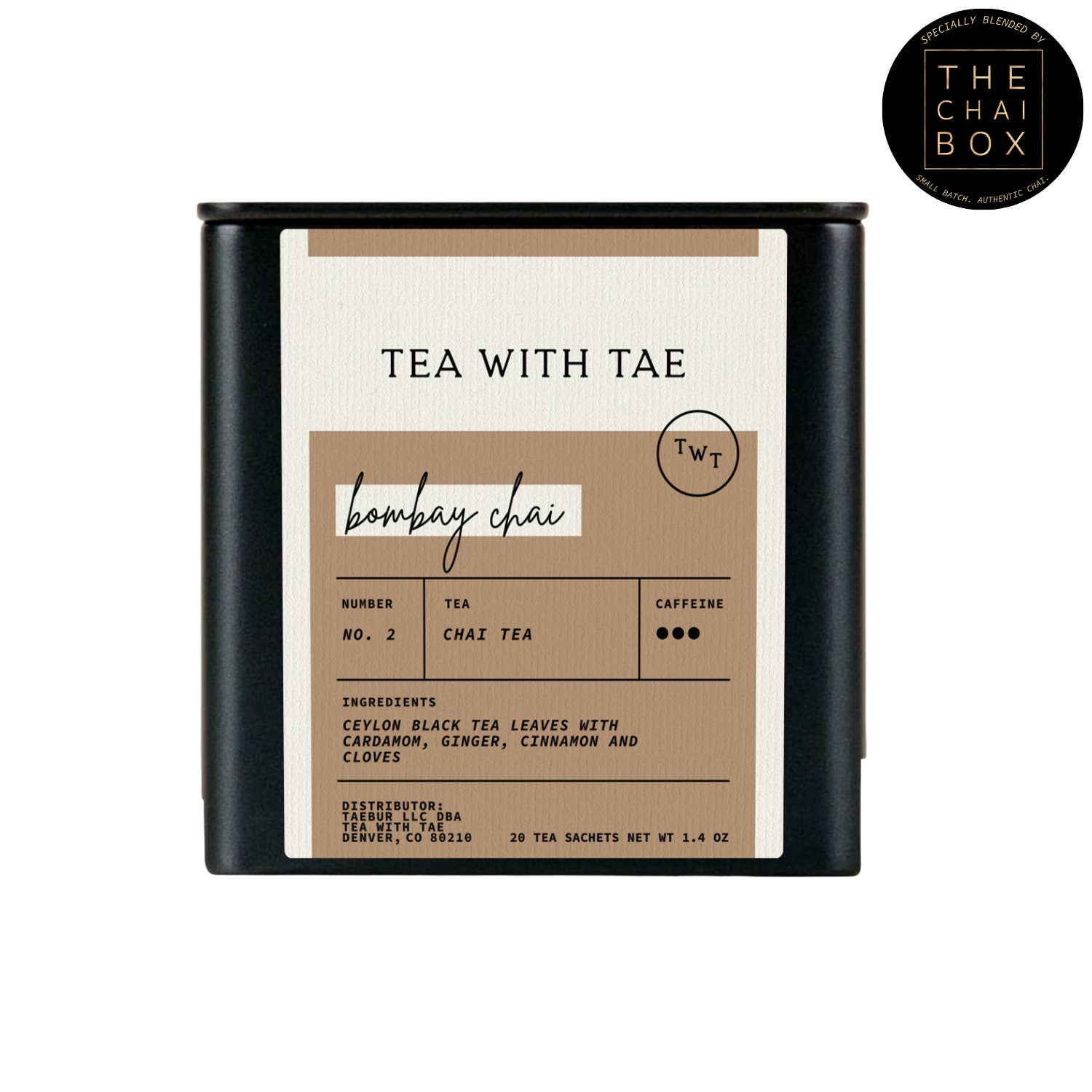 Tea with Tae - Wholesale Tea Bags - Bombay Chai Masala Tea Gift Tin (20 tea bags)