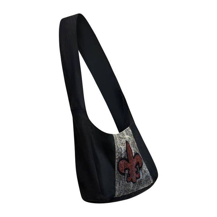 Mini sac fourre-tout Fleur – Bandoulière en denim et cuir recyclés pour la vente par Deborah Lindquist