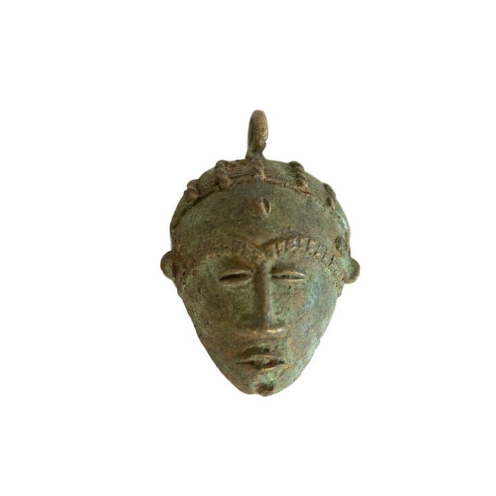 Old New House - Wholesale Pendant/Charm Necklace - Vintage African Oxidized Bronze Mask Pendant