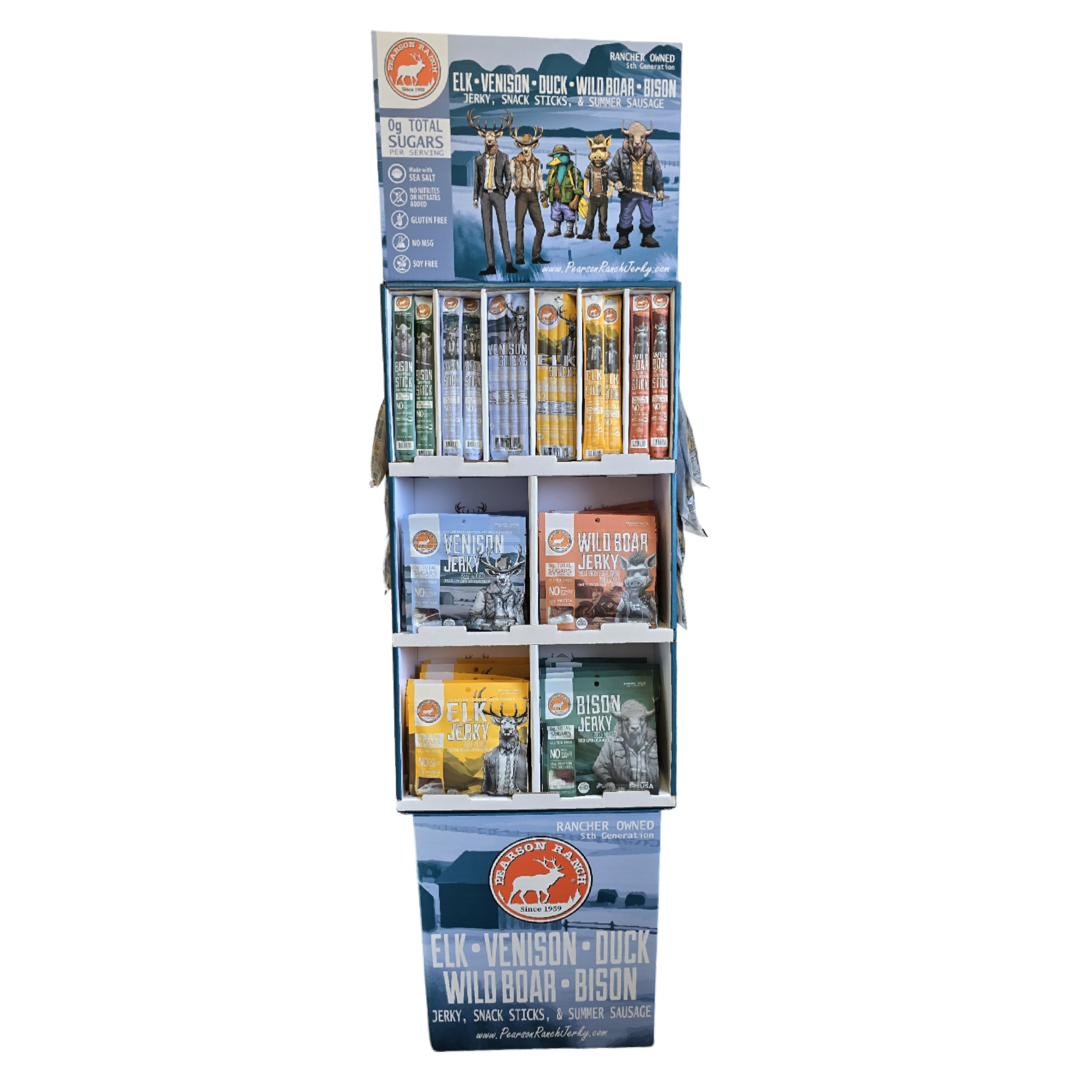 Pearson Ranch Elk & Bison Jerky - Wholesale Retailer Display - Food & Drink - 162 Count POP Display Starter Kit1