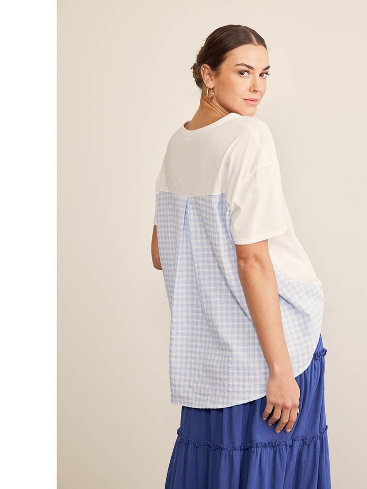 GINGHAM CHECK CONTRAST T-SHIRT for wholesale by in february