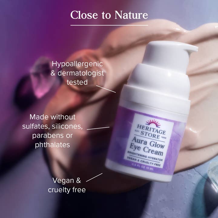 Heritage Store - Wholesale Eye Cream/Gel - Aura Glow Eye Cream, Under Eye Brightener & Hydrator 0.5 oz