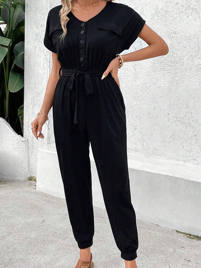 Effortless Elegance Casual Black Jumpsuit BFZY1101 for wholesale by UNISHE