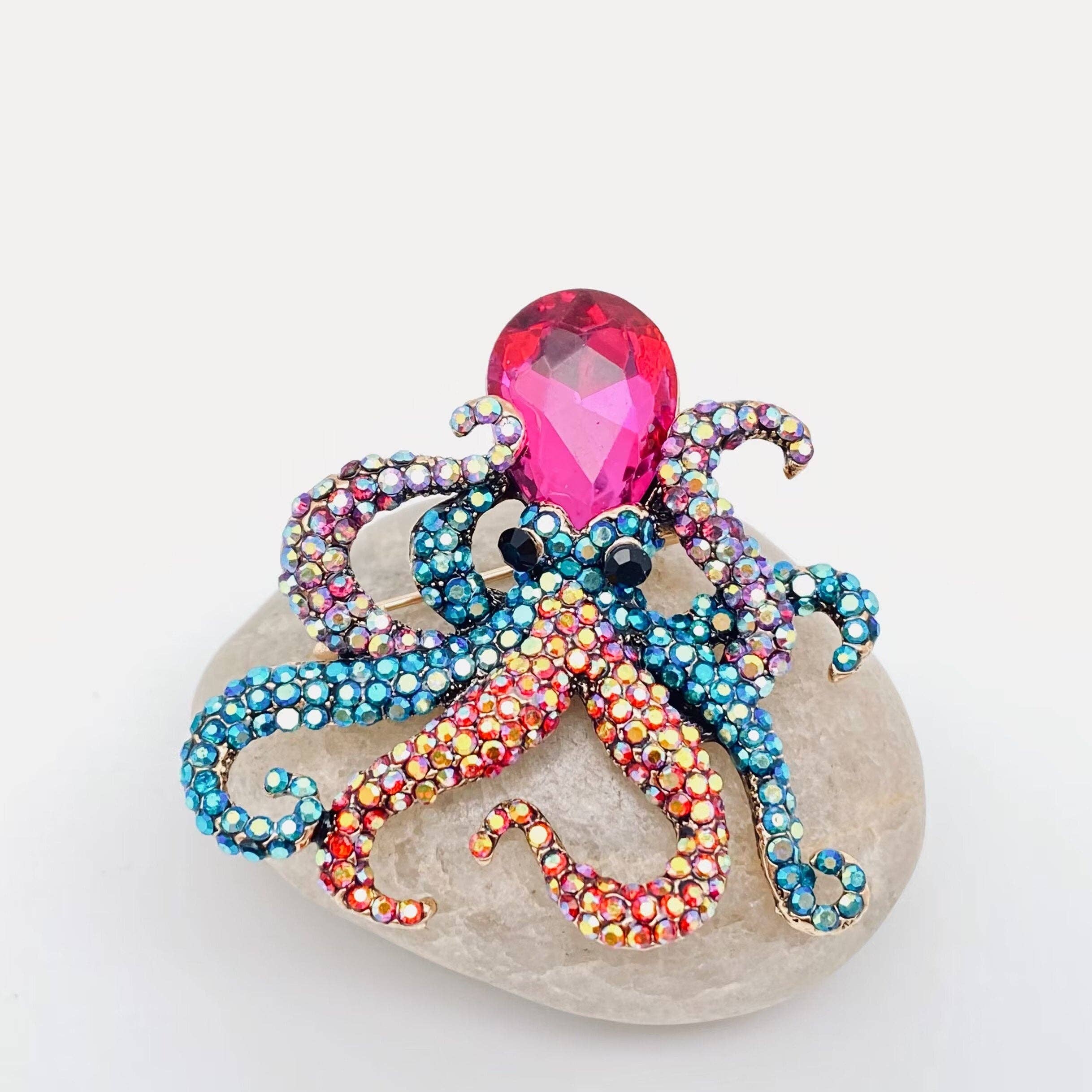 Mio Queena - Wholesale Brooch - Octopus Colorful Rhinestone Brooch