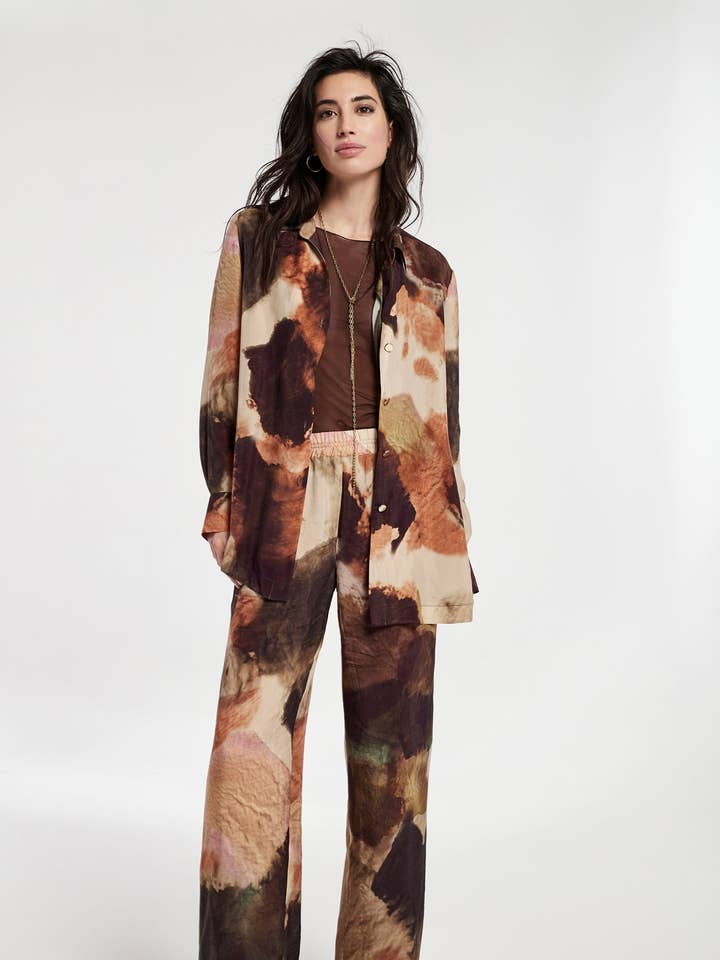 Caoto Printed Cupro Elastic Waist Pants for wholesale by OKY