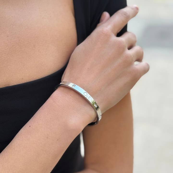 Adornia - Wholesale Bangle Bracelet - Tarnish Resistant CZ and Clover Bangle1