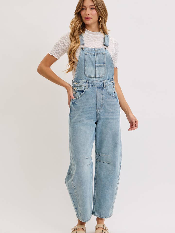 BARREL-LEG DENIM JUMPSUIT  for wholesale on Faire9