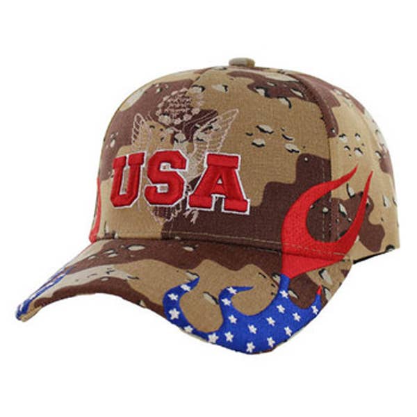 USA FLAME Baseball Cap – Adjustable Velcro Back for wholesale by S & J Gift Inc