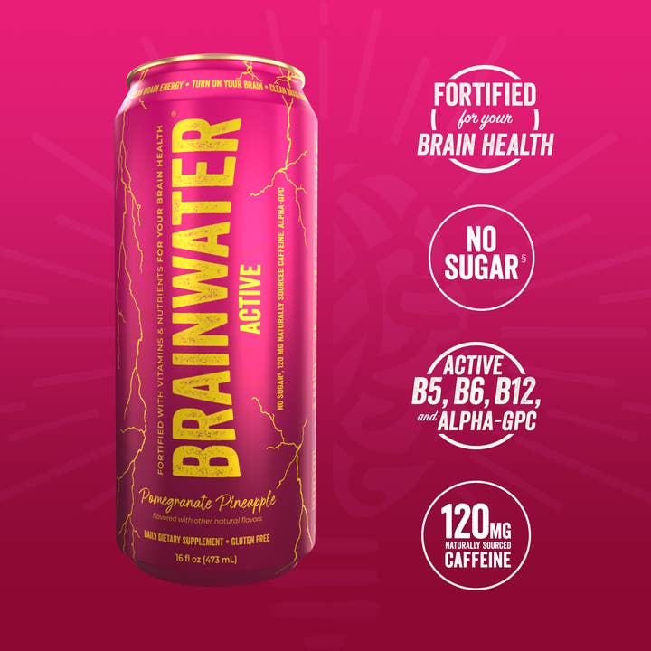 BRAINWATER Active Pome Pineapple 16 fl oz RTD | 8-Pack for wholesale by BRAINJUICE